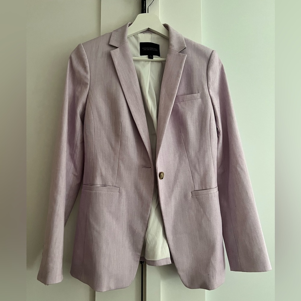 Lavender, linen blazer by Banana Republic